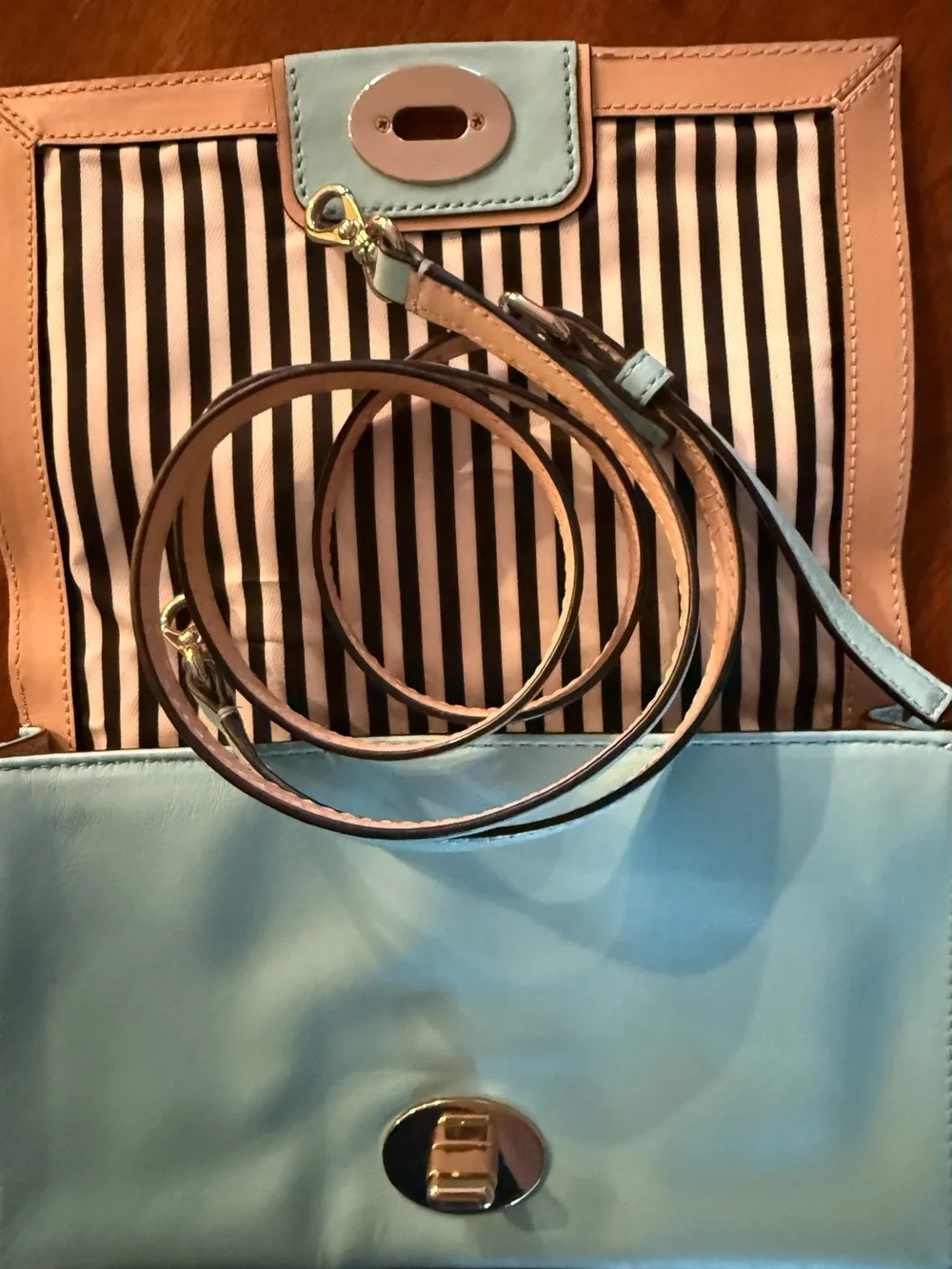 kate spade Hampton Road Julia Aqua Leather Crossbody Shoulder Clutch